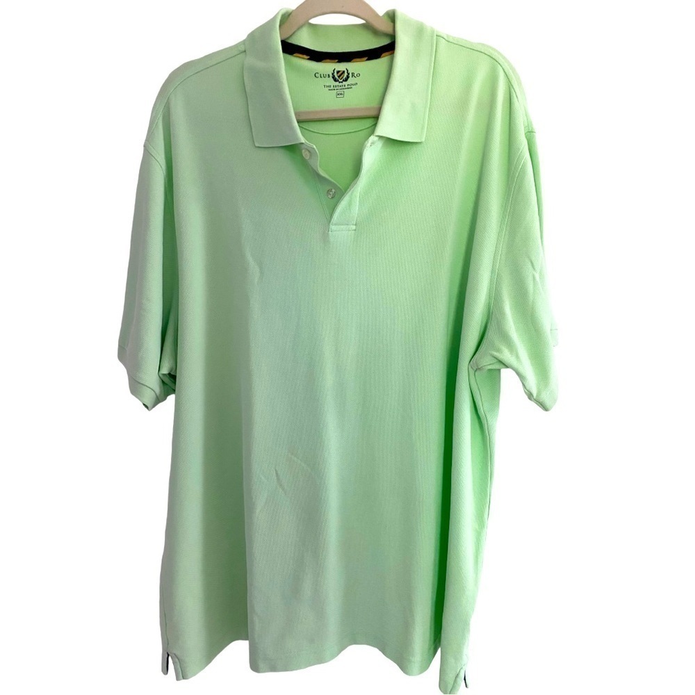 Club Room The Estate Polo shirt lime green short sleeve 3 button front XXL